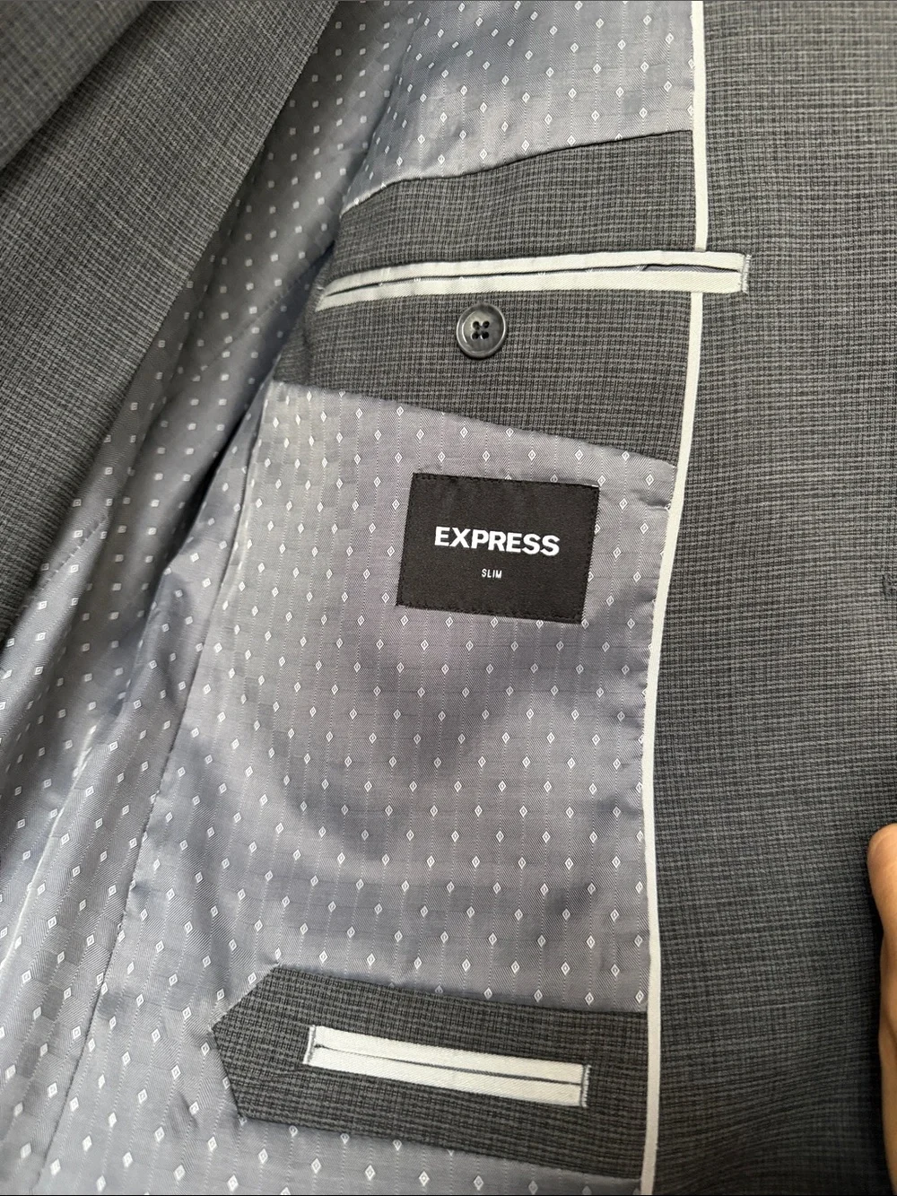 Express Men's Gray Slim Fit Wool Blend Stretch Suit 2-Piece Set 42R / 34x30